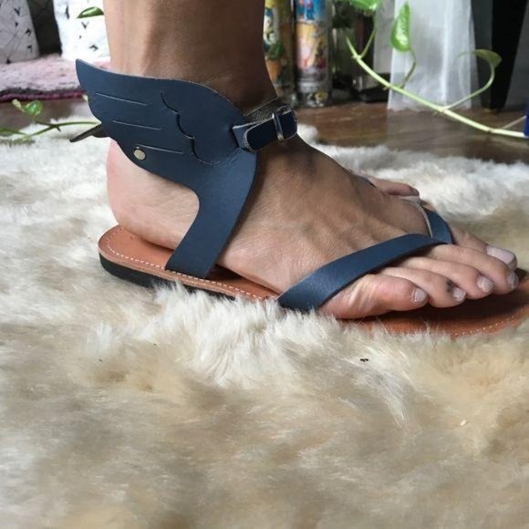 Handmade Grecian Wing Sandals Leather Greek Athena